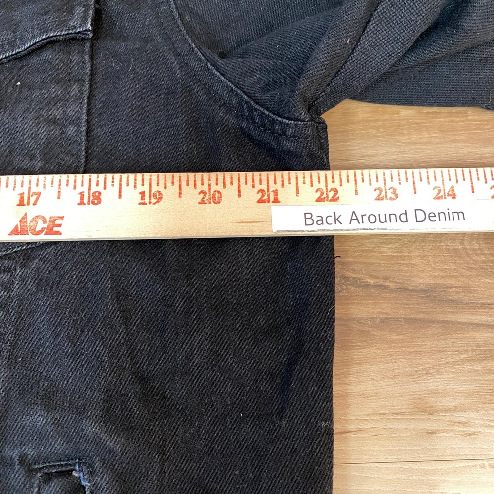 ZARA Denim Trucker Jacket Mens XL Black Long Sleeve Button Front Jean Jacket - Picture 6 of 10